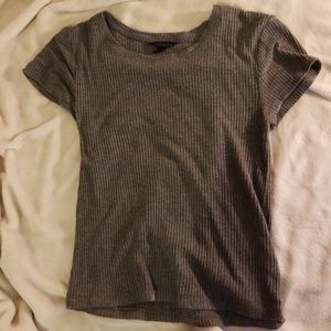 Gray ribbed crop top